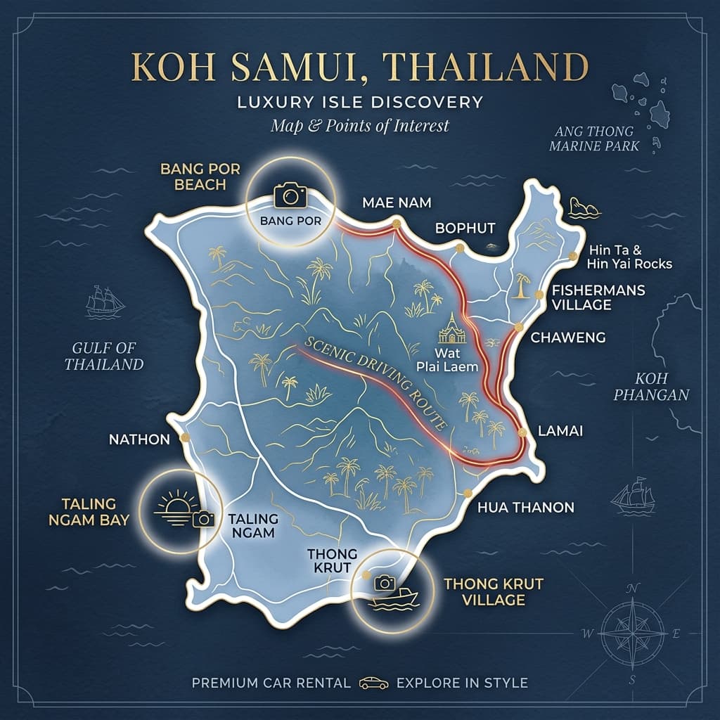 Map of Koh Samui Photo Route